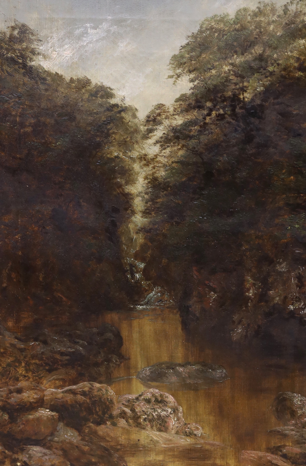 19th century English School, pair of oils on canvas, Waterfalls, 61 x 40cm